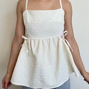 From Japan | Flowy Long Top | Cream Color | Adjustable Straps | Open Sides